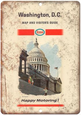 ESSO Gasoline Washington D.C Road Map Art Reproduction Metal Sign A140