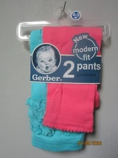 Gerber Baby Girl 2-Piece Pink/Aqua Modern Fit Pants Size 0-3M