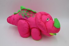 Fisher Price 1993 Puffalumps Dinosaur Dino Roar 20" Plush Pink Triceratops Rare