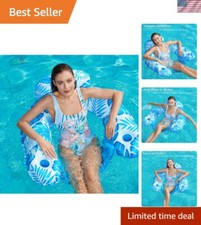 Lightweight Inflatable Pool Lounge Float with Stabilizing Backrest  Cup Holders