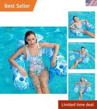 Lightweight Inflatable Pool Lounge Float with Stabilizing Backrest & Cup Holders