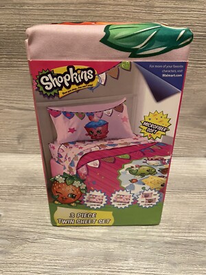 Shopkins Microfiber Soft Twin Sheet Set-3 Piece Set-New *Read Description*