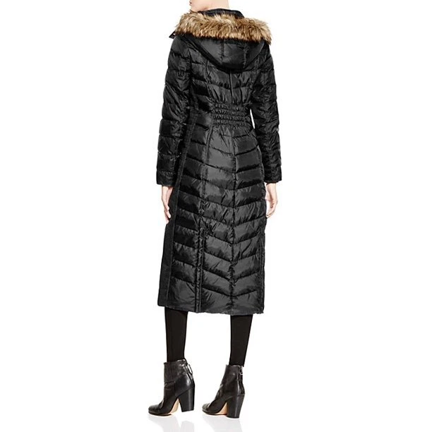 Gunmetal Talla S Michael Kors Mujeres Imitación Piel Borde Largo Maxi Abrigo Puffer ¡Auténtico! Foto 2 de 4