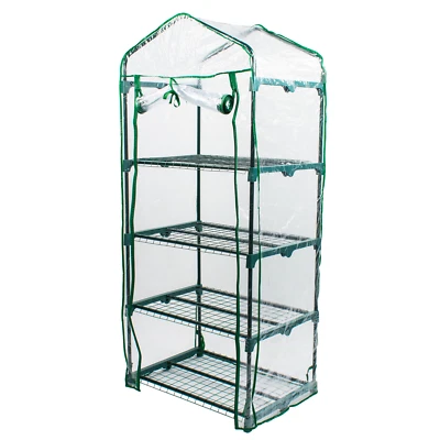 KCT 4 TIER MINI GREENHOUSE OUTDOOR GARDEN PLANTING SMALL PVC GROWHOUSE WITH SHELVES