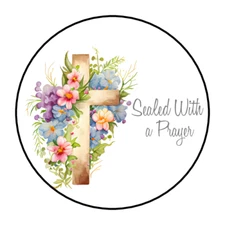 30 SEALED WITH A PRAYER STICKERS ENVELOPE SEALS LABELS 1.5" ROUND RELIGIOUS