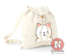 Souriant Kitty Sac à Dos Plage Vacances École Collège Coton Bio Jour Sac