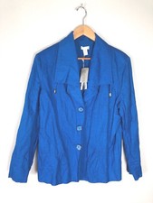 Chico s Blue Nautical Style Linen Blend Jacket, Size 3, Size XL 16 , NWT