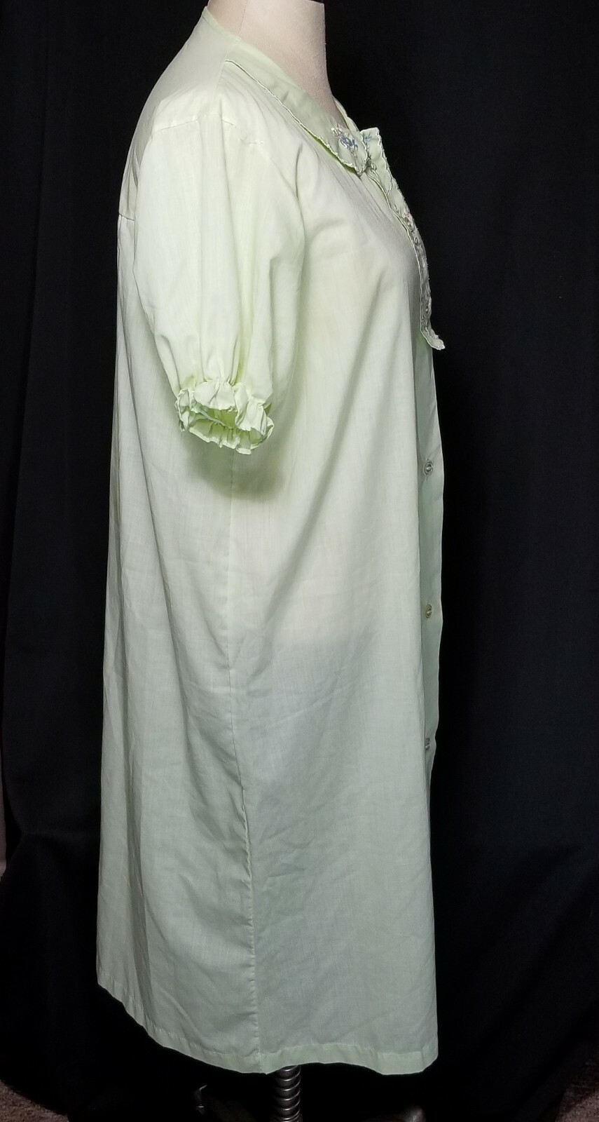 Vintage Carole Robe Housecoat Green Button Up Short S… Gem