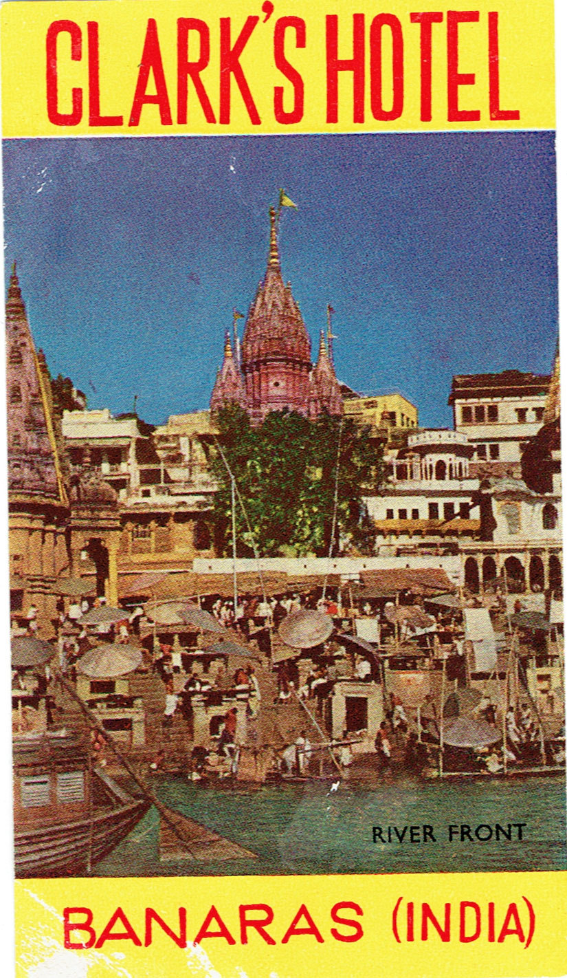 Clark's Hotel Banaras India Luggage Tag Ganges Pilgrimage Site-image