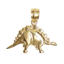 New 14k Yellow Gold Stegosaurus Dinosaur Pendant