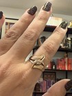 10K YELLOW GOLD DIAMOND RING CURVED SHAPE SZ 6.5 VINTAGE — photo 1