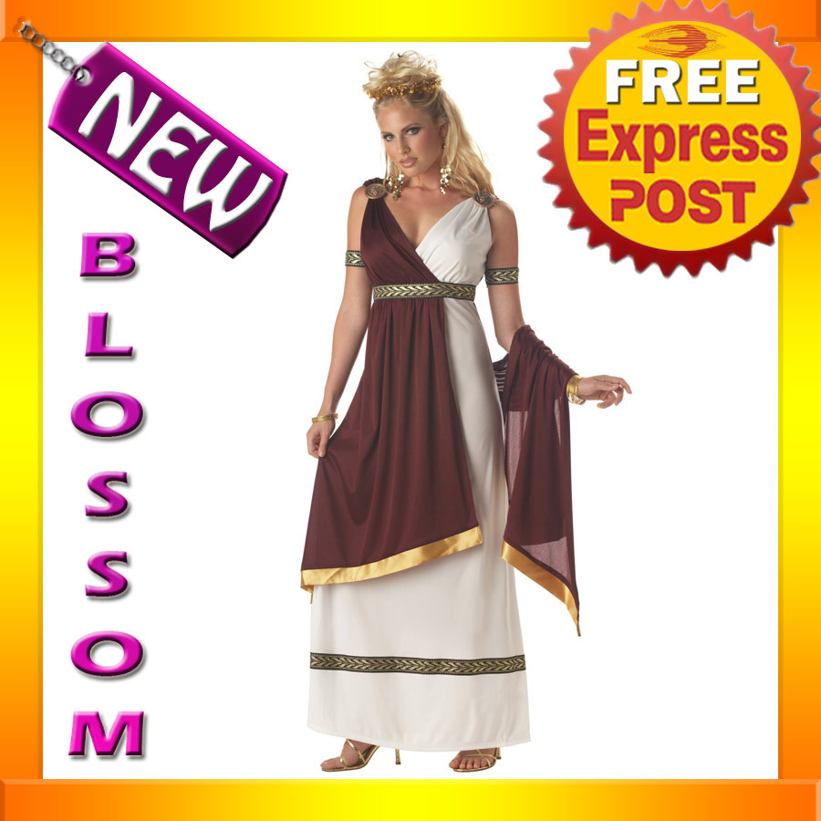 Roman Goddess Costume For Girls – Dress & Headpiece Set (Size XL, 10-12 Years) - View #2