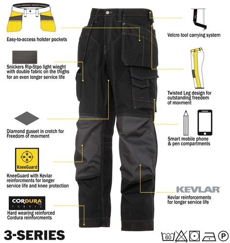 Snickers Ropa De Trabajo 3223 capas de suelo Pantalones Snickers Directo  Negro | eBay