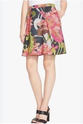 Trina Turk Kael Teed floral print pleated mini skirt SZ 10 classic careerwear...