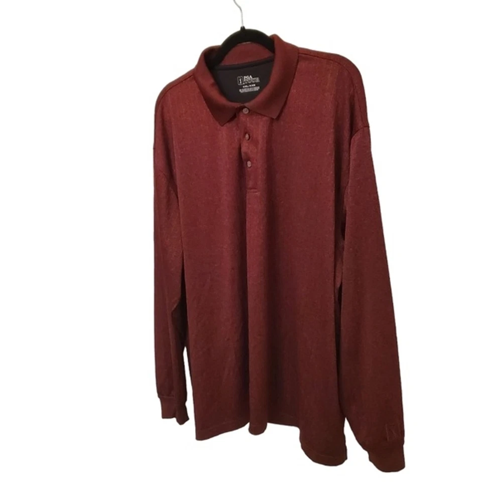 Camisas de golf PGA Tour XXL rojas marrones manga larga con cuello Foto 4 de 4