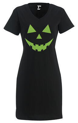 Pumpkin Face Neon Green - Halloween Outfit Costume Women's Dress