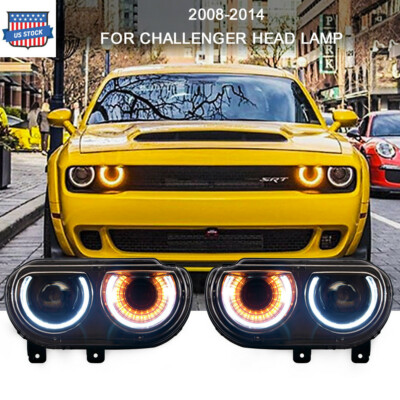 US 2X LED Headlights for Dodge Challenger 2008-2014 LED Front Lamp
