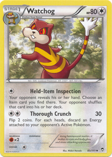 Pokemon - Watchog - 85/111 - Uncommon - XY - Furious Fists - LP