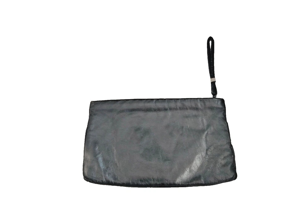 Bolso sin asas Brixton vintage de cuero negro para mujer Foto 3 de 4