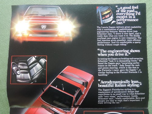 LANCIA ZAGATO 1981 US Dealer FOLD OUT SALES BROCHURE Jody Scheckter BETA - Picture 6 of 13