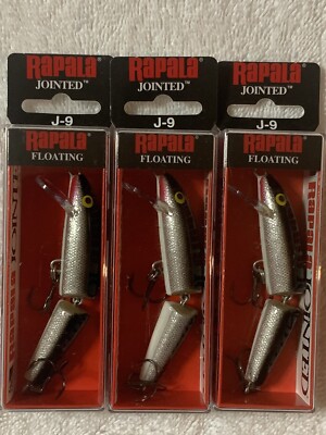 (LOT OF 3) RAPALA JOINTED J-9 FLOATING 1/4oz. SILVER NIP