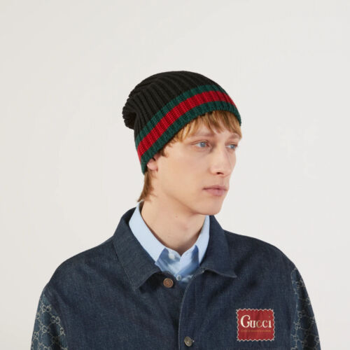NEU GUCCI LUXUS STRICK WOLLE WEB BEANIE MÜTZE UNISEX M - Bild 4 von 9