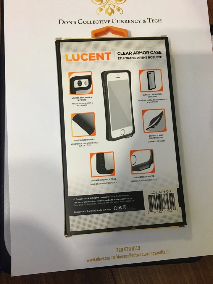 Caseco Lucent Clear Armor Case For IPhone 6/6s - Clear/Orange - Image 2 of 2
