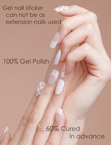 Wahrshei Semi Cured Gel Nail Strips | 20pcs French/White Plaid French/Check - Bild 3 von 6