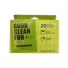 2 Pckgs - Good Clean Fun Antibacterial Hand Wipes Aloe Scent 20 Ct Pocket Size