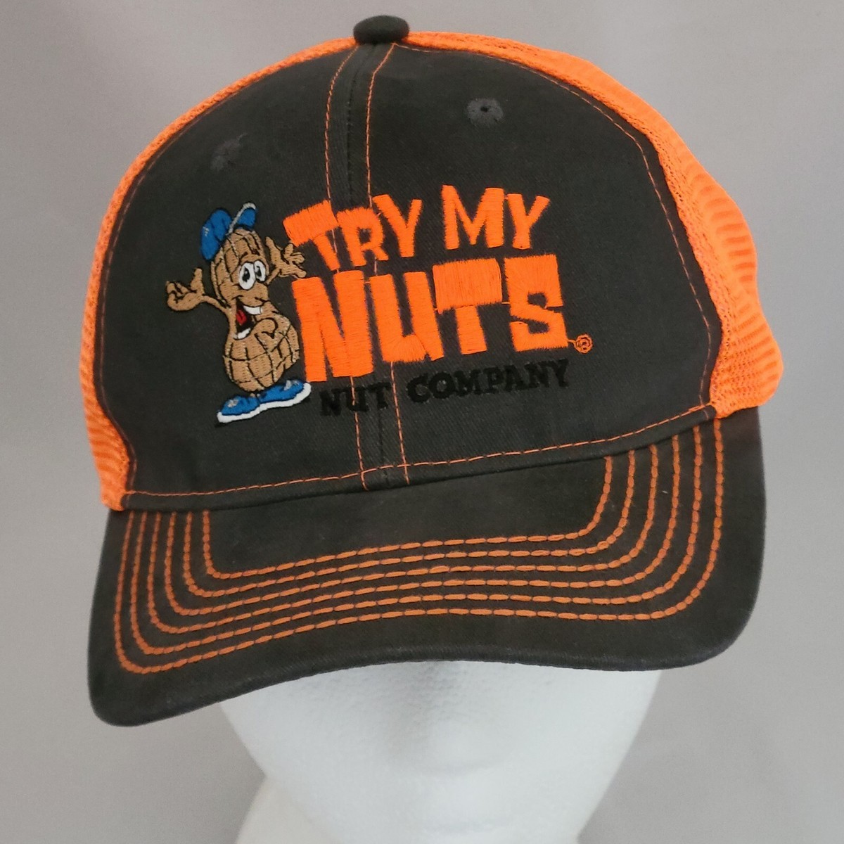 Try My Nuts Pigeon Forge TN Orange Gray Trucker Snapback Hat Cap