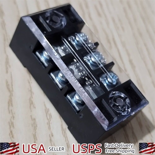 Dual Row Screws Terminals 3 Position Electric Barrier Strip Block US 600V 15A - Picture 9 of 9