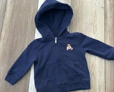 Ralph Lauren Kids Baby Full-Zip Hoodie Navy Bear Embroidered 9 Months