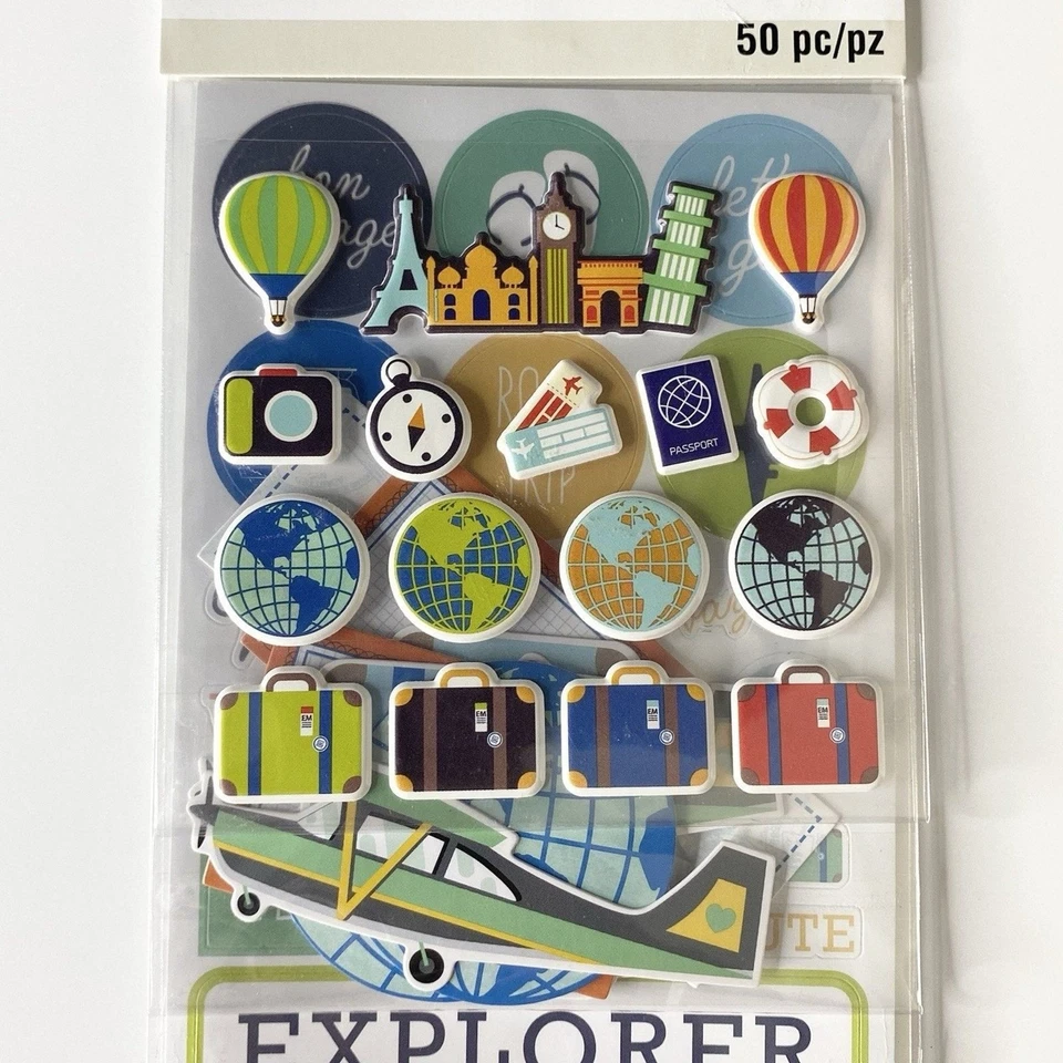 Recollections Pack of 50 Travel Themed Stickers Autocollants Scrapbooking - Image 2 of 4