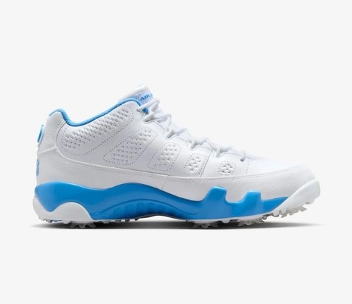 Size 7 Nike Air Jordan 9 UNC White University Blue Golf Shoe's FJ5934-101 - Picture 2 of 12