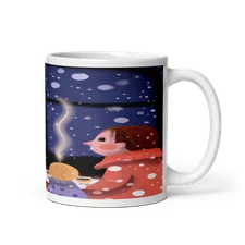 Cozy Winter Family 11oz Ceramic Mug - Whimsical Hot Cocoa Scene