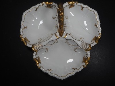Seltene Vintage Aynsley Porzellan geteilt gold vergoldet Servierschale