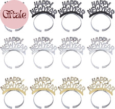 Glitter Happy New Year Headband Tiara, 12Pcs New Years Eve Supplies