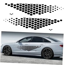 1 Pair 65'' Car Universal Racing Honeycomb Side Stripes Decal Vinyl Black