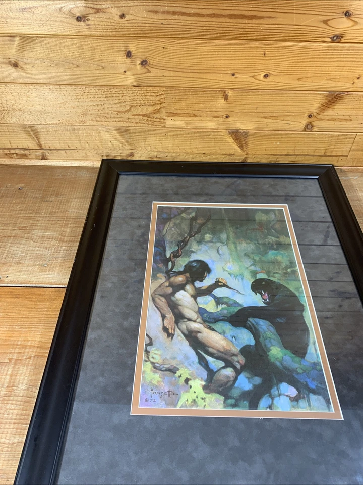 "Black Panther" Frank Frazetta impresión vintage enmarcada 27-1/4” x 21-1/4” Foto 4 de 4