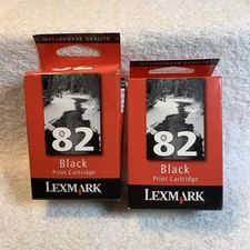 2 Genuine Lexmark 82 Black Printer Ink Cartridge BRAND NEW 2 SEALED Lot