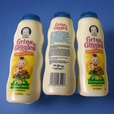 3x Gerber Grins & Giggles Baby Lotion Hypoallergenic Cucumber Melon Discontinued