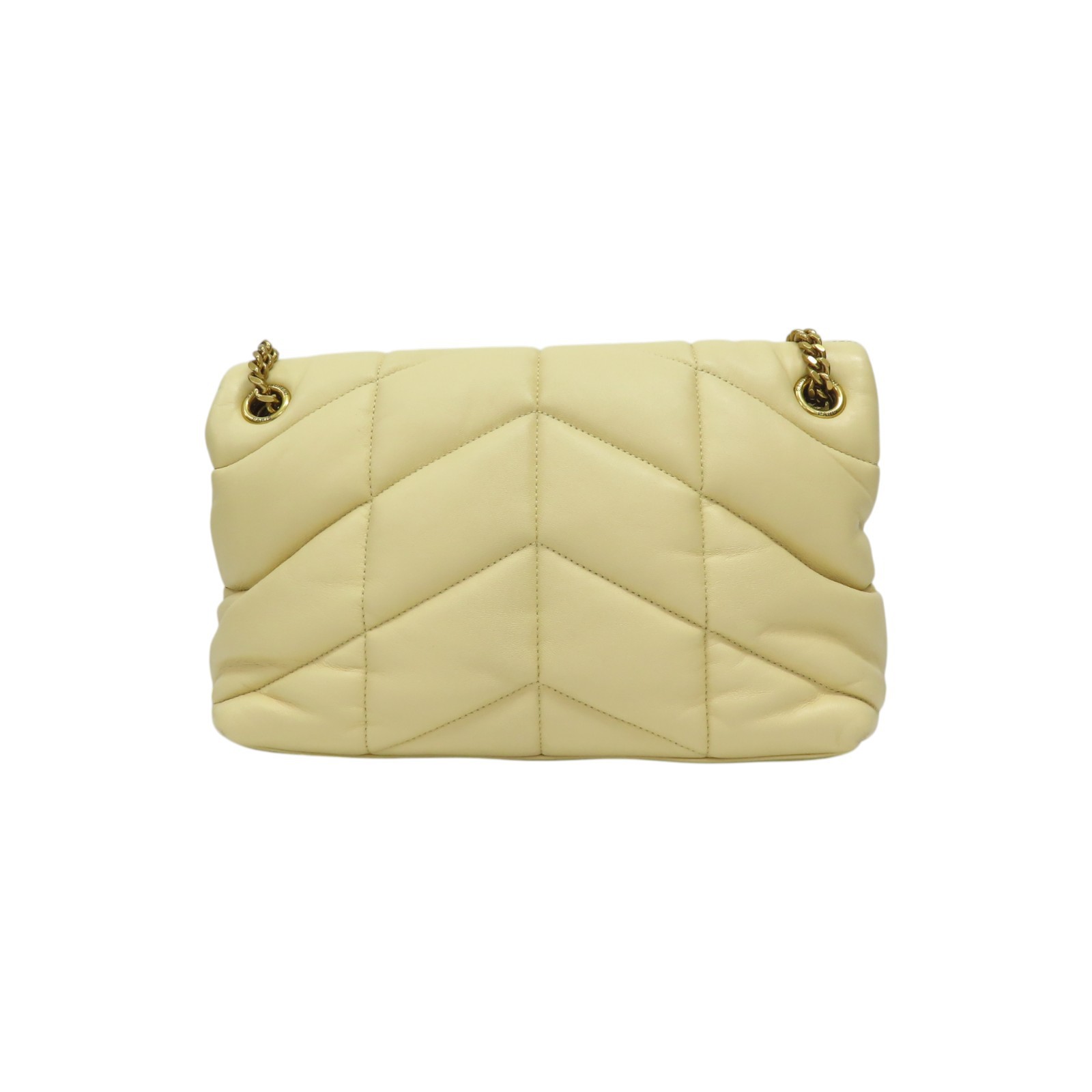 Borsa a tracolla SAINT LAURENT YSL Puffer pelle di agnello gialla 577476