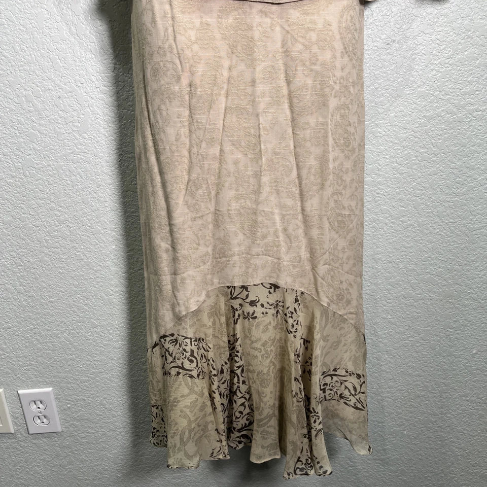 Cynthia Howie Vtg Maxi Skirt Set Womens Sz 6 Tan Silk Lace Paisley Fairy Prairie - Image 3 of 4