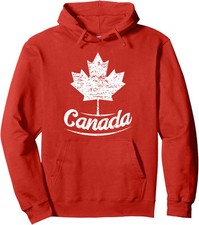 Vintage Canada Flag Canadian Flag Maple Leaf Gift Unisex Hooded Sweatshirt