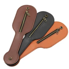 Men's Portable Leather Coin Purse - Simple Zipper Defense Change Storage Bag