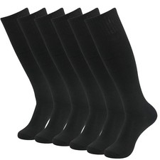 6 Pairs Black Football Soccer Socks Adult Youth, Knee High Long Athletic Spor...