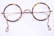   ANTIQUE 1940S GOLD DOUBLE PRESCRIPTION GLASSES TORTOISE ROUND FRAME 165