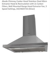Abode Chimney Cooker Hood Stainless Steel Vented 60cm with 3 Speeds ASCH6031SS