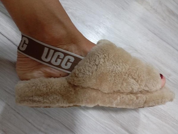 Women UGG Slippers Beige Fur 38 #O0Y6
