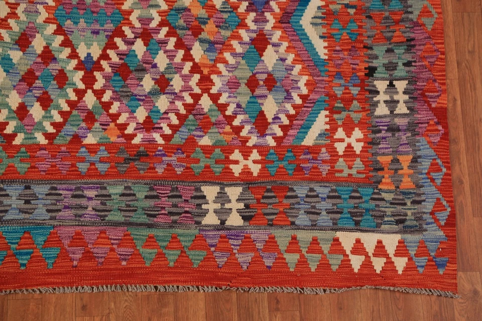 Alfombra Southwestern Kilim 8x10 pies tejida a mano colorida alfombra de lana oriental  Foto 4 de 4